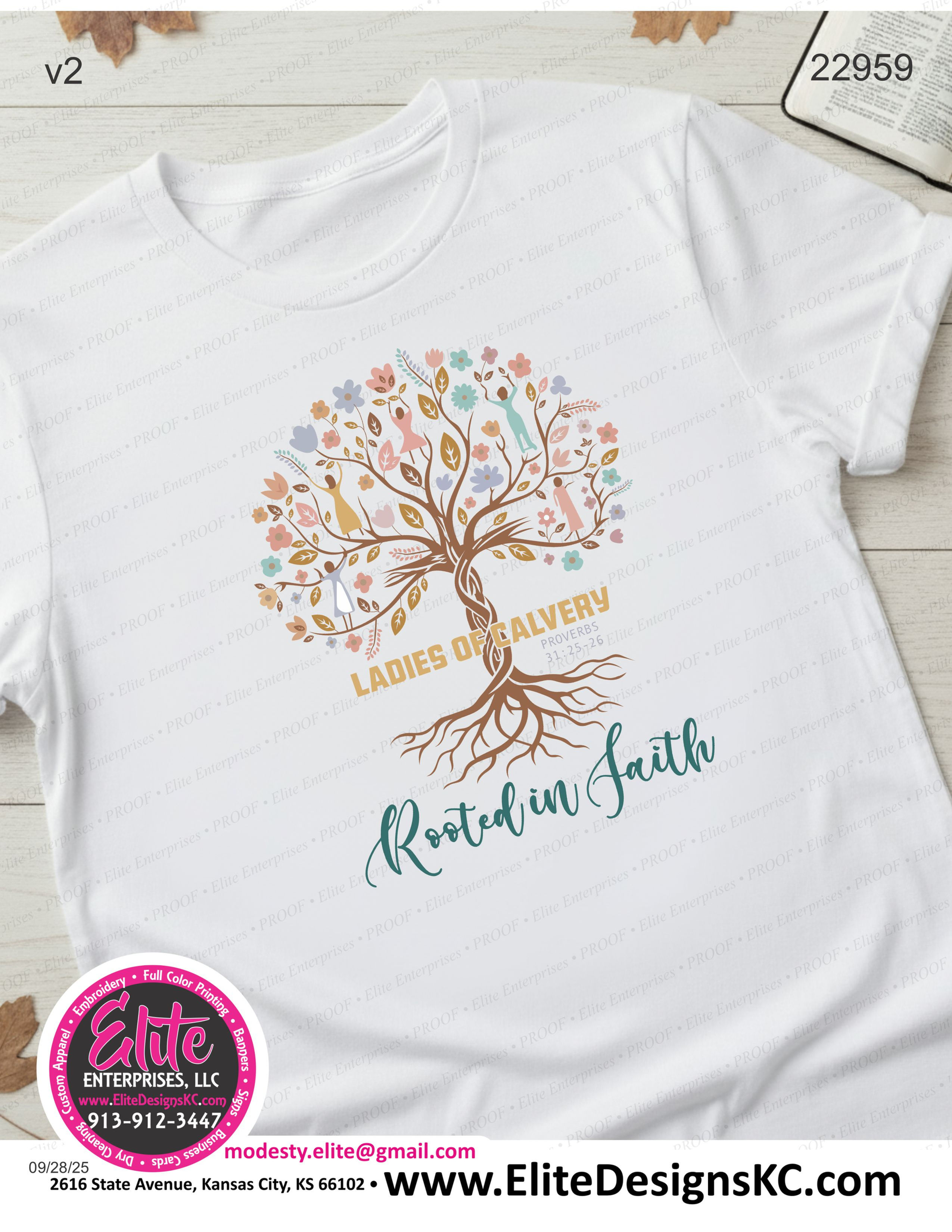 22959 | Ladies of Calvery "Rooted in Faith" Custom Tee