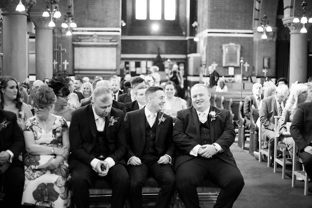 Groom waiting for the bride Oaklea Barn Wedding