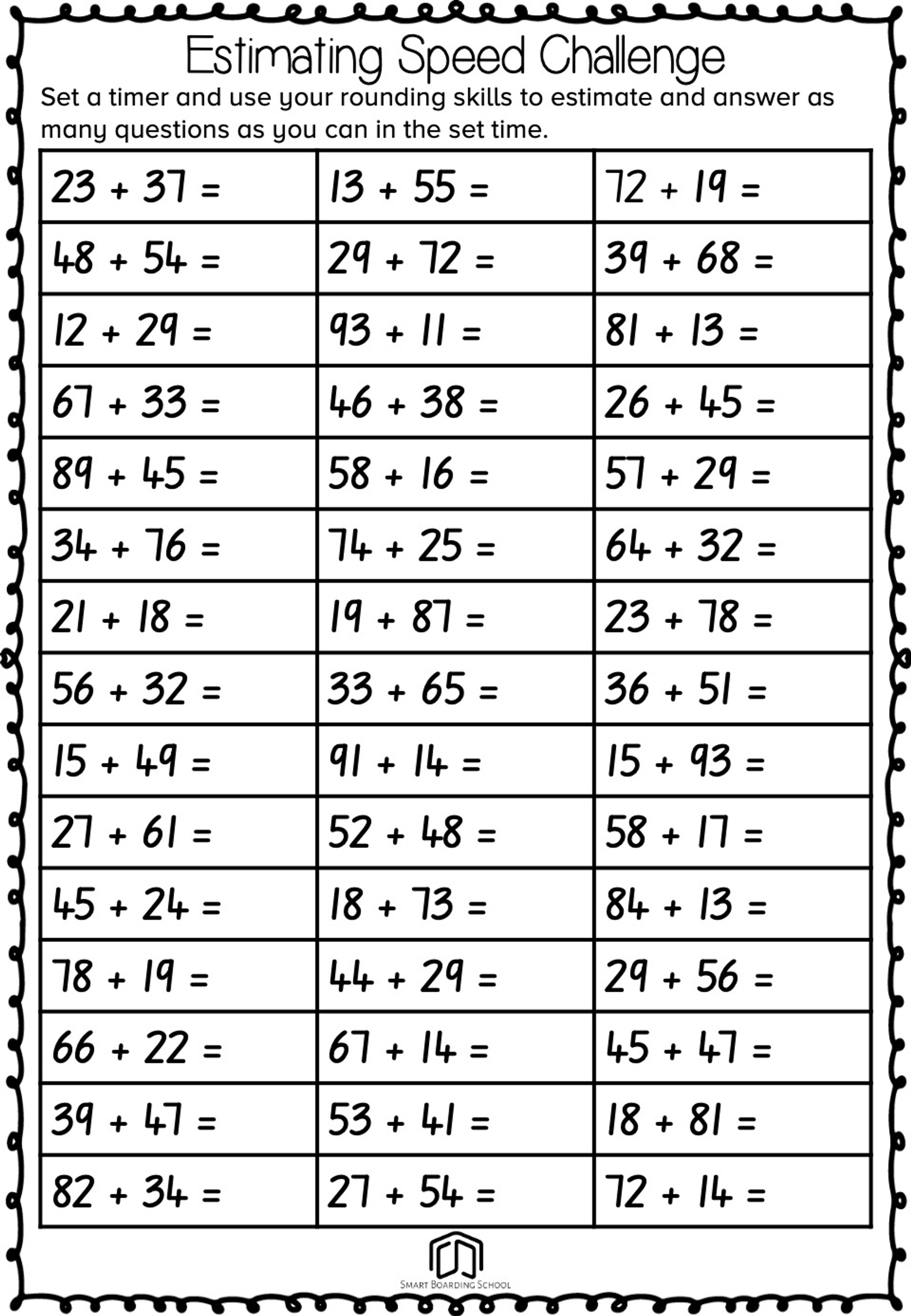 Estimating Worksheet