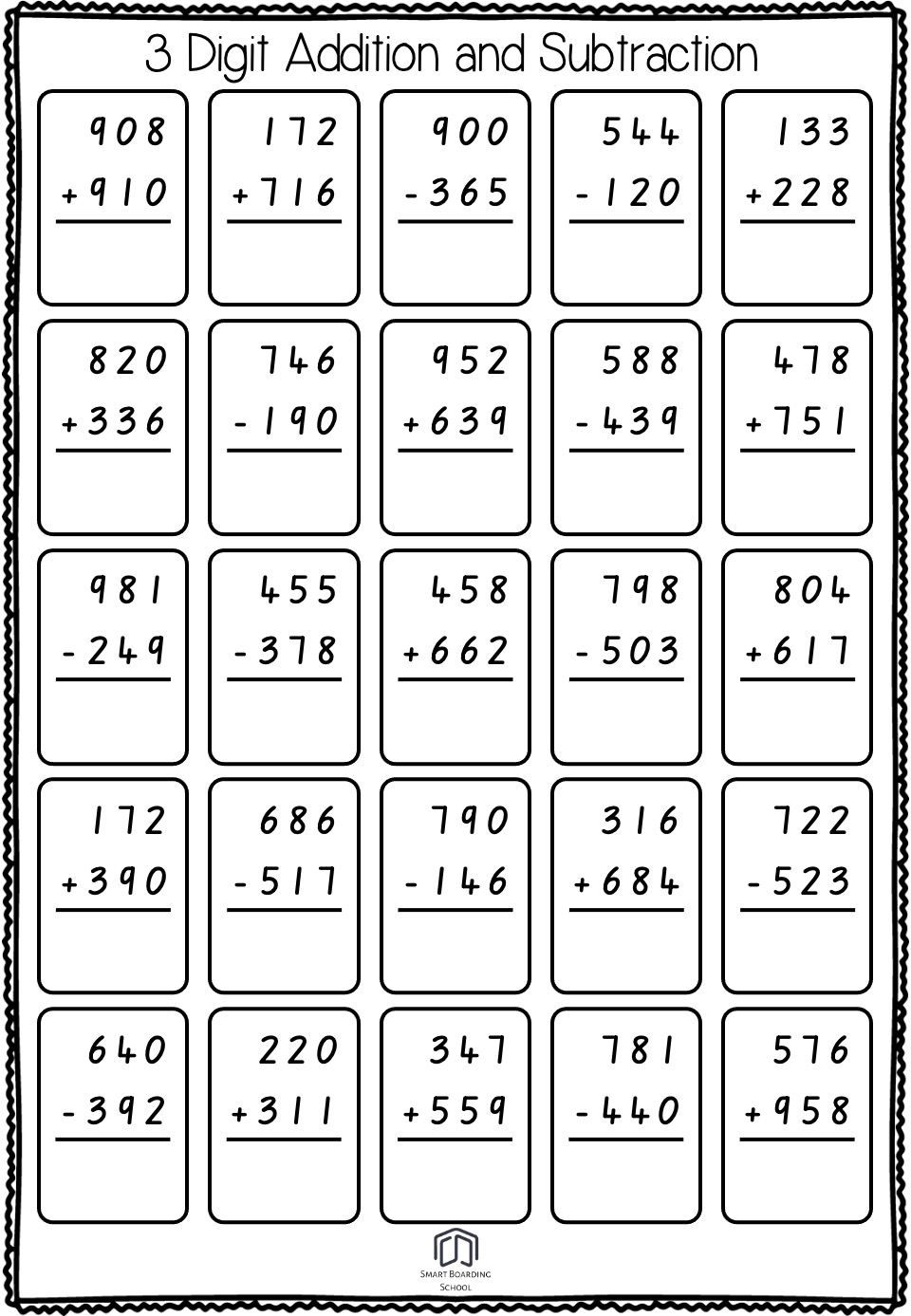 3 Digit + and - with Regrouping