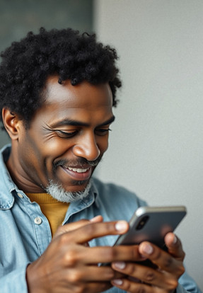 older african-american man getting help with mobile device from you adult hispanic-racewit