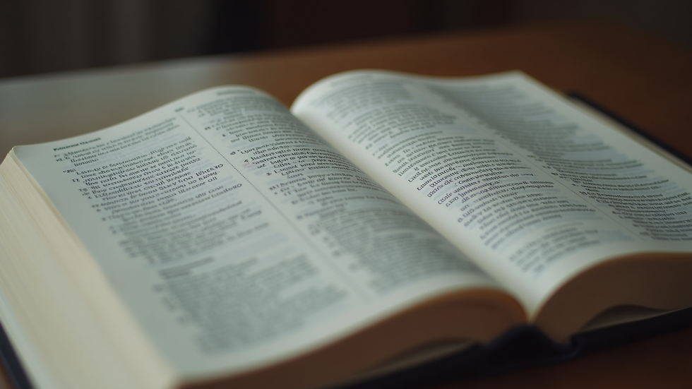 Close-up view of an open Bible with highlighted verses