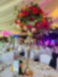 Reception decor at Nailcote_large bright floral balls