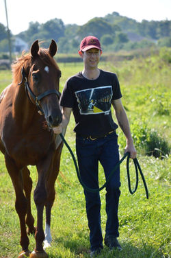 Storm Bourne walks in from the field