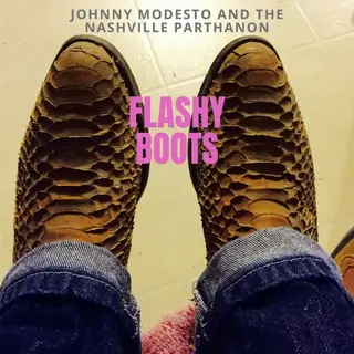 Johnny Modesto e Nashville Parthanon lançam "Flashy Boots", música country sobre Nova York. A biografia de Modesto inclui infância na Califórnia, mudança de nome e culinária (tri-tips).