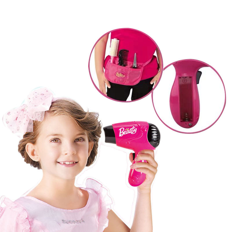 Thumbnail: Pretend Beauty & Hairdressing Set for Girls – 14 pieces, functioning hair-dryer