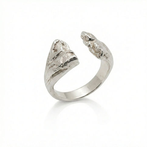 Canyon organic silver ring top open view
