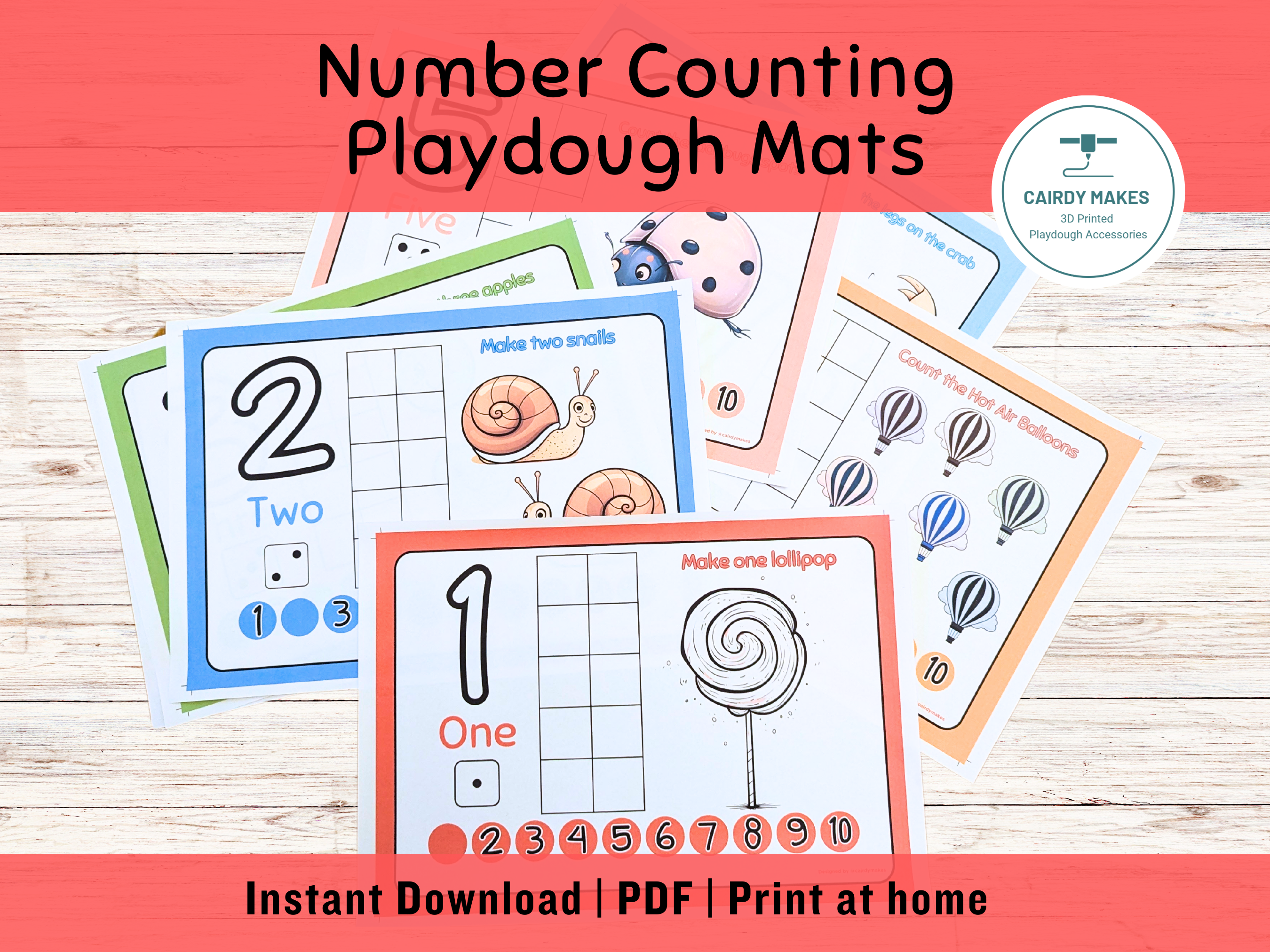 Printable Number Counting Playdough Mats
