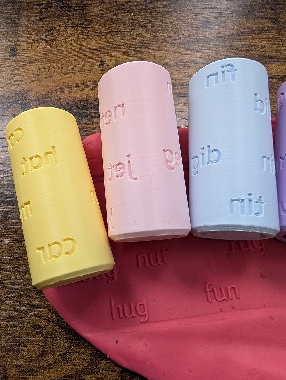 Thumbnail: CVC Word Playdough Roller Set, short a,e,i,o,u words