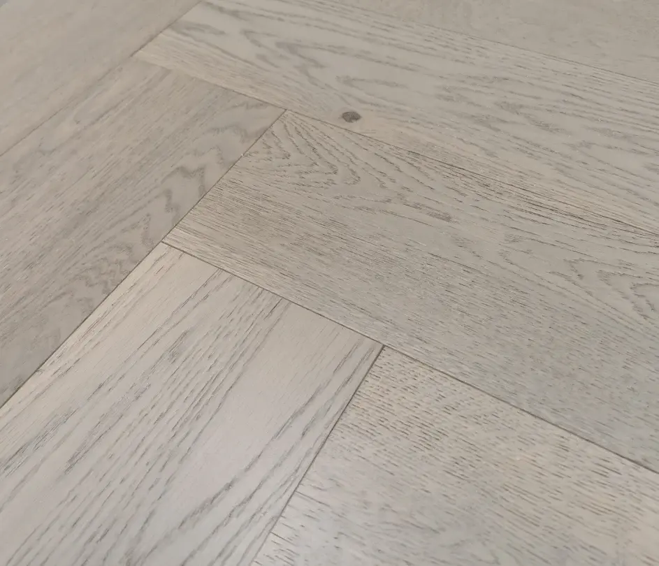 Grey Brushed UV OIL Parquet Herringbone | Elegant Flooring