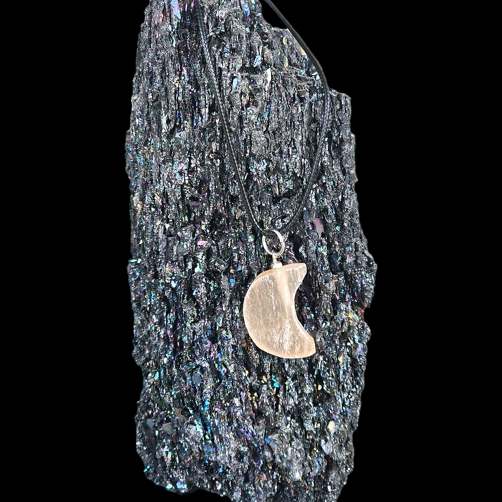 Thumbnail: Peach Selenite moon pendant 