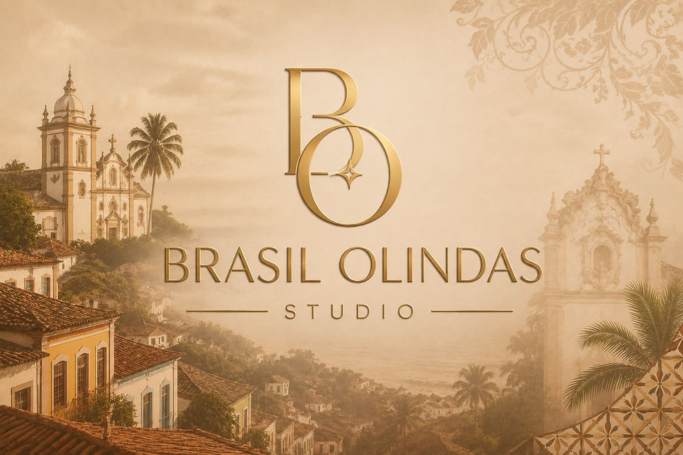 Logo loja – Hauptlogo Brasil Olindas Studio im warmen, gold-beigen Stil