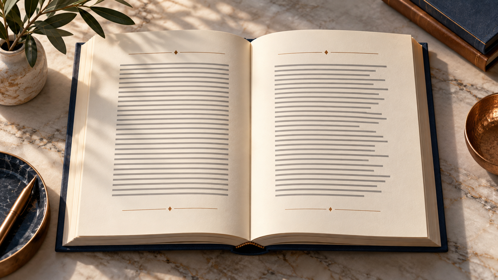 Open book comparing a fully justified text block with a naturally ragged-right text block