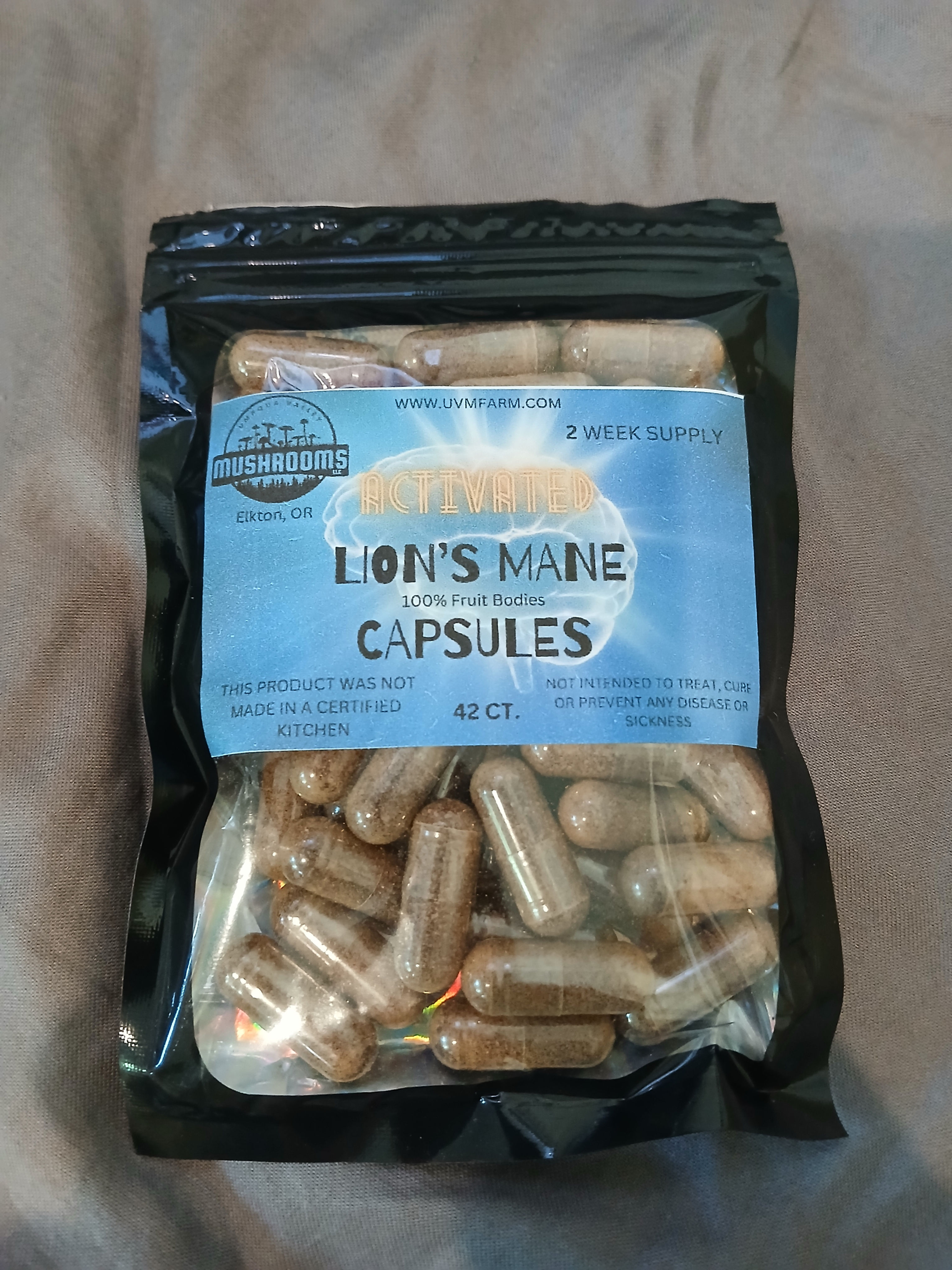 42 ct. Activated Lion's Mane Capsules 100% fruiting bodies