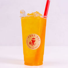 Poke Pot iced drink with red straw