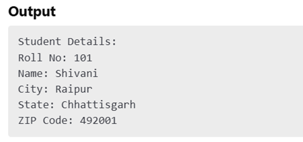 Output of the above program