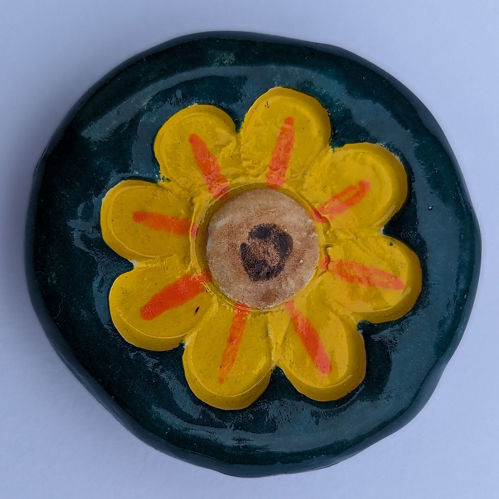 FOLKART SUNFLOWER Pocket Stone - Hand-Painted