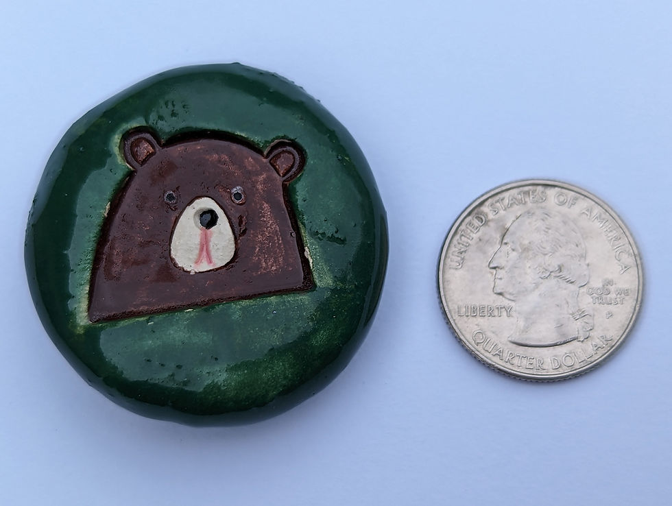 Thumbnail: BEAR FACE Pocket Stone - Myrtle Green