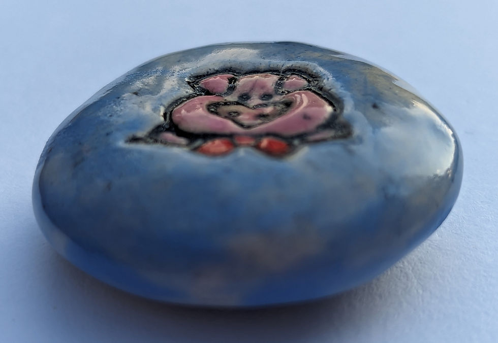 Thumbnail: PIG FACE Pocket Stone - Hand-Painted