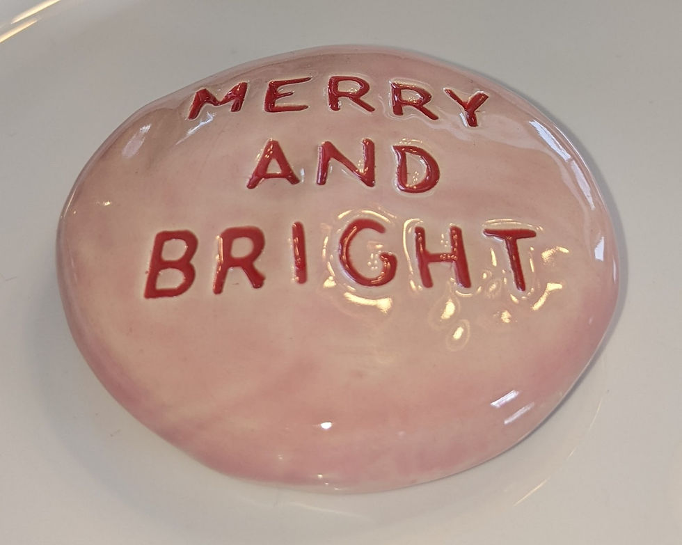 Thumbnail: MERRY AND BRIGHT Pocket Stone - Pink