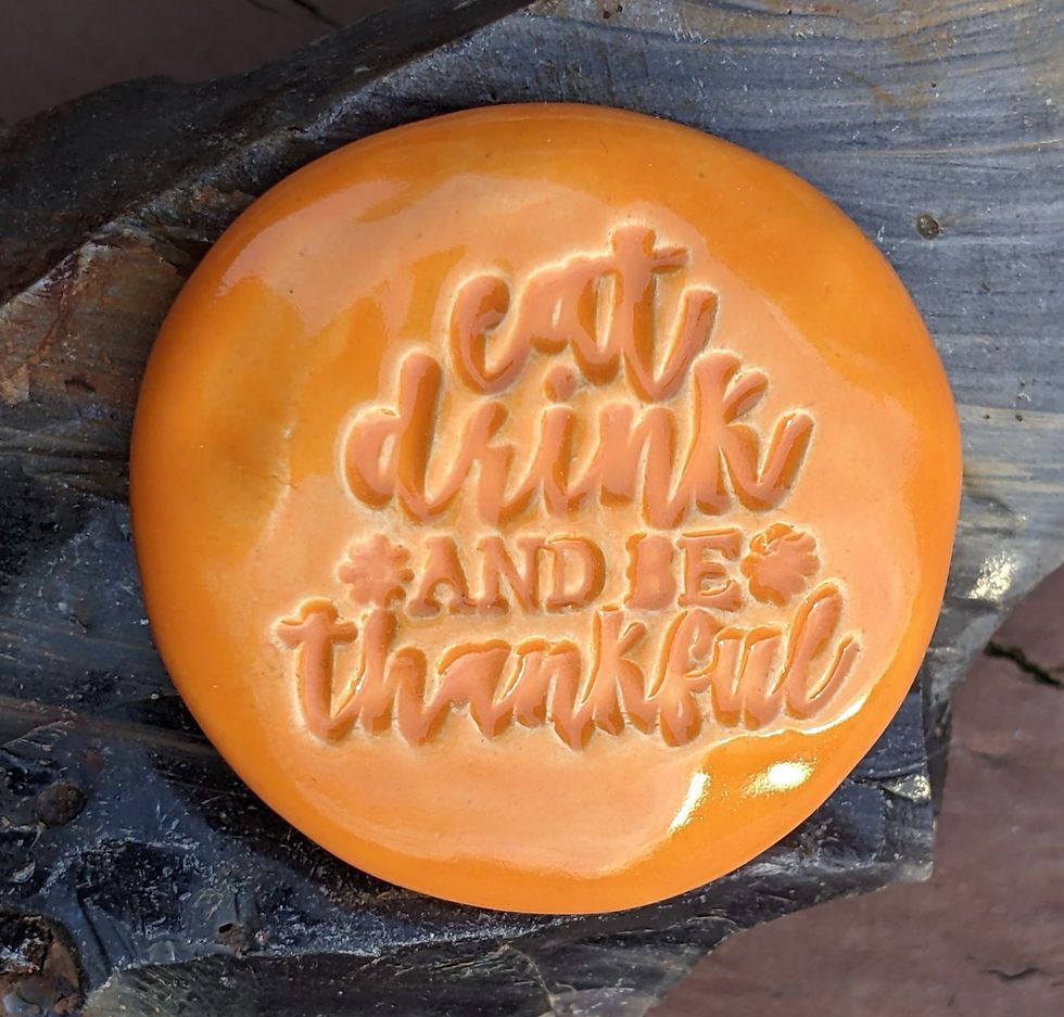 Thumbnail: EAT, DRINK AND BE THANKFUL Pocket Stone - Pumpkin Orange