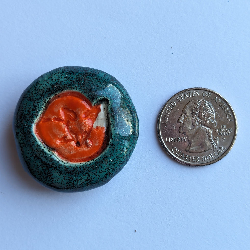 Thumbnail: SLEEPING FOX Pocket Stone - Hand-Painted
