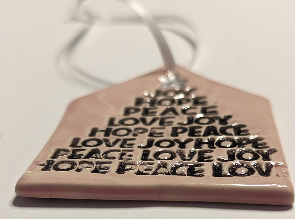 Thumbnail: JOY HOPE PEACE LOVE Christmas Ornament - Hand-Painted