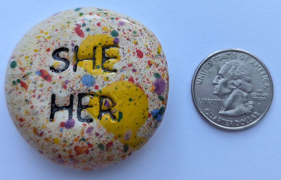 Thumbnail: SHE / HER Pocket Stone - Rainbow Speckled