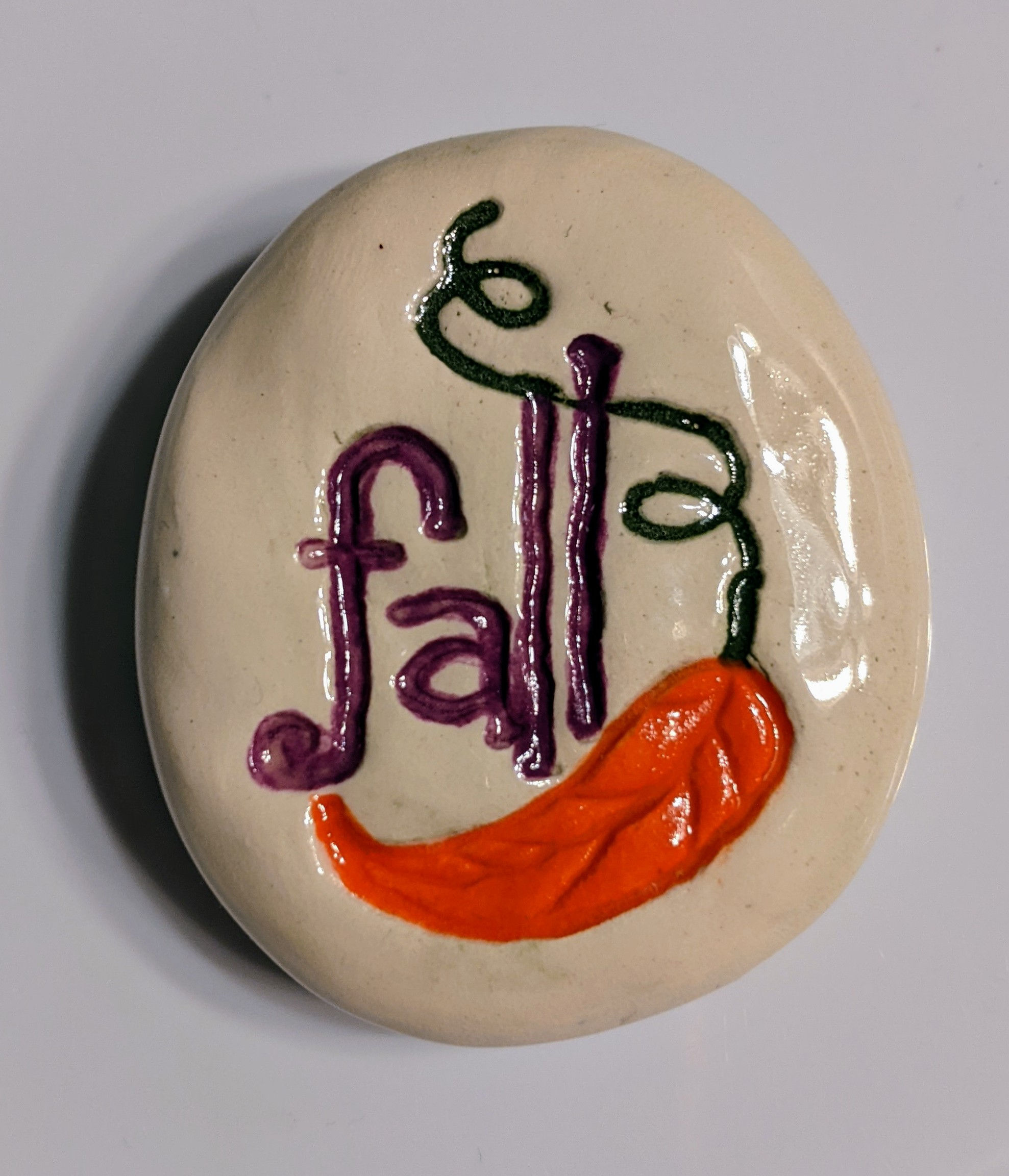 FALL LEAF Pocket Stone - Hand-Glazed