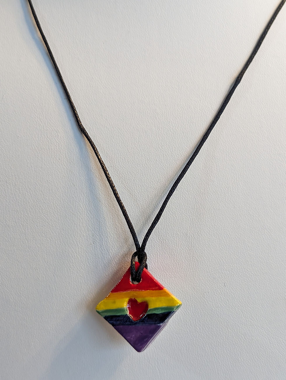 Thumbnail: RAINBOW HEART Necklace - Hand-painted