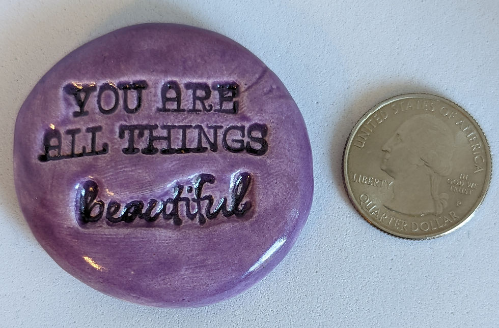 Thumbnail: YOU ARE ALL THINGS BEAUTIFUL Pocket Stone - Amethyst Purple