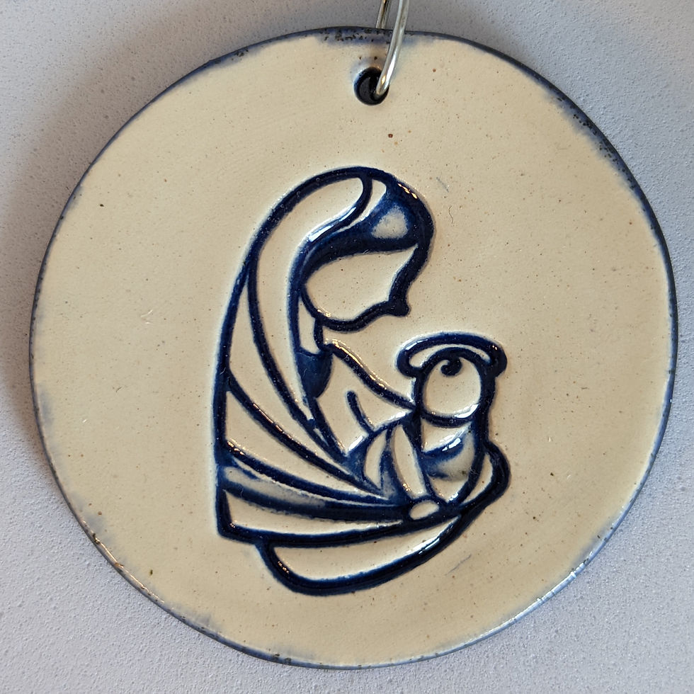 MARY & BABY JESUS Christmas Ornament - Sapphire Shimmer