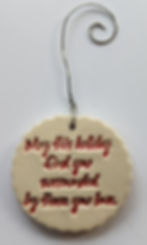 Thumbnail: SURROUNDED by LOVE Christmas Ornament - Red on White