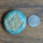 Thumbnail: MAPLE LEAF Pocket Stone - Aquamarine & Real Gold