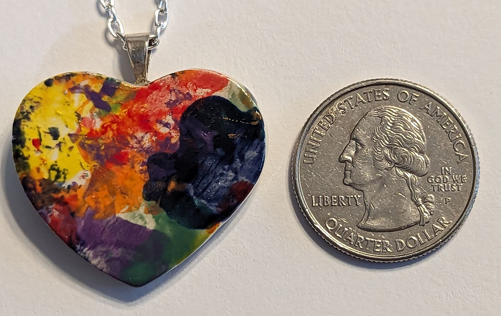 Thumbnail: CONFETTI RAINBOW HEART Pendant / Necklace - Hand-painted