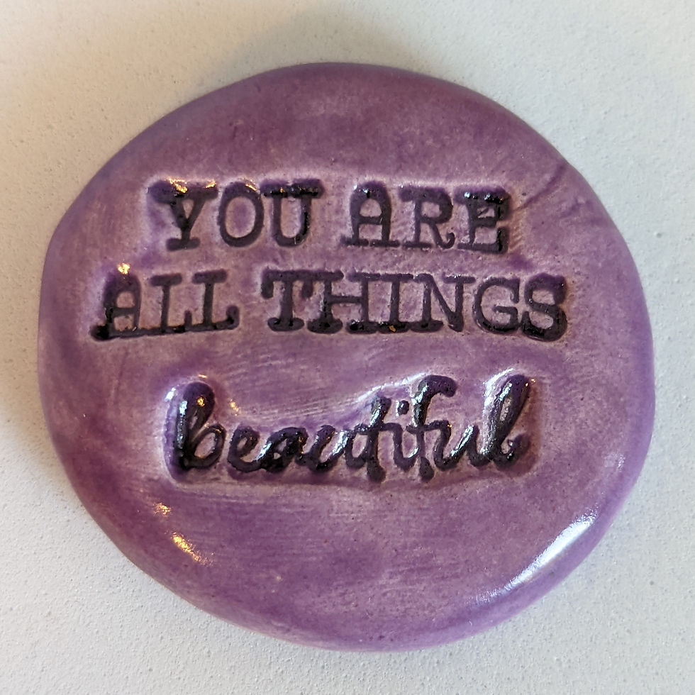 YOU ARE ALL THINGS BEAUTIFUL Pocket Stone - Amethyst Purple