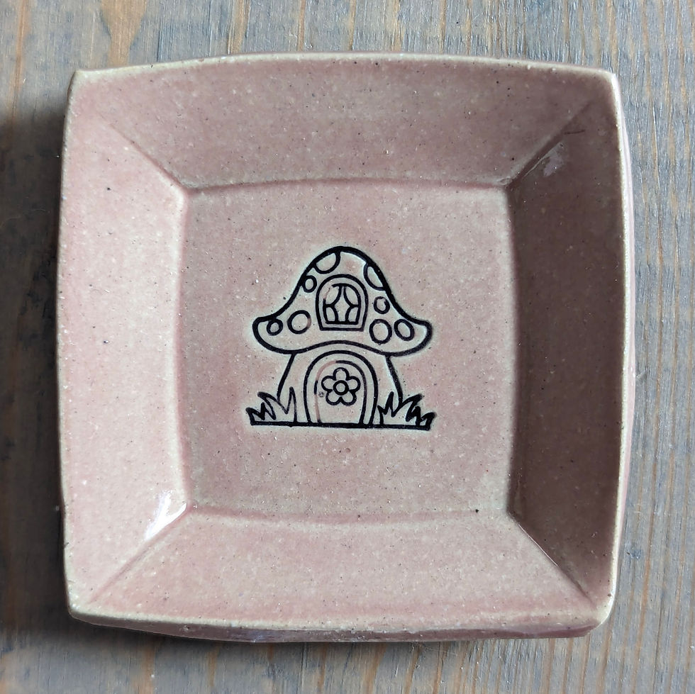 MUSHROOM HOUSE Trinket Dish - Rose Celedon