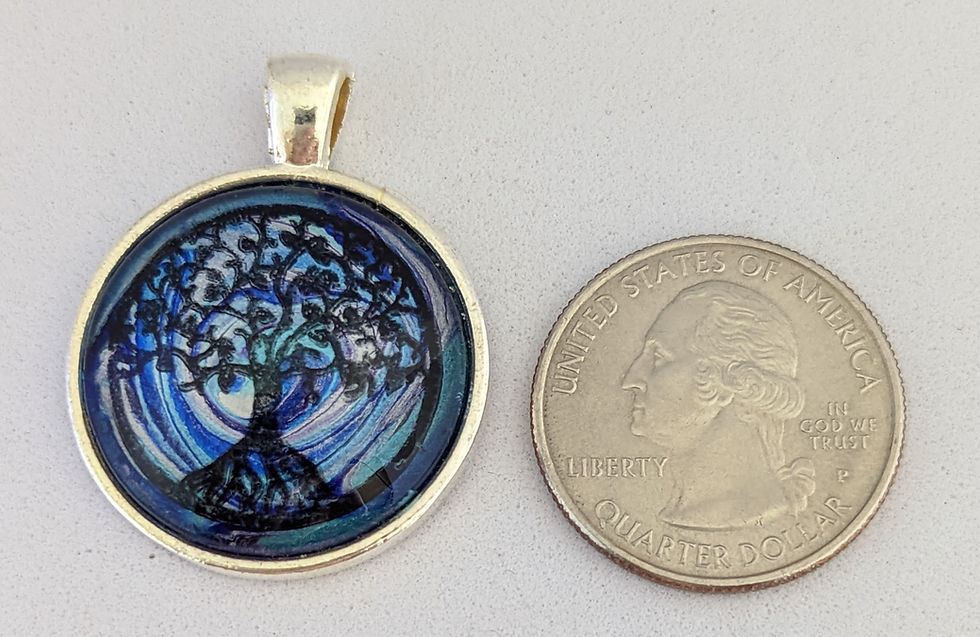Thumbnail: TREE OF LIFE Pendant / Necklace - Reverse Glass Painting