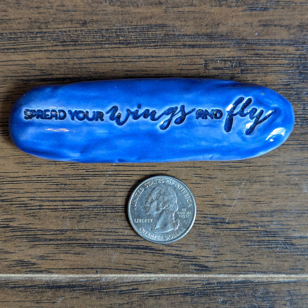 Thumbnail: SPREAD YOUR WINGS AND FLY Pocket Stone - Sapphire Blue