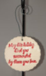 Thumbnail: SURROUNDED by LOVE Christmas Ornament - Red on White