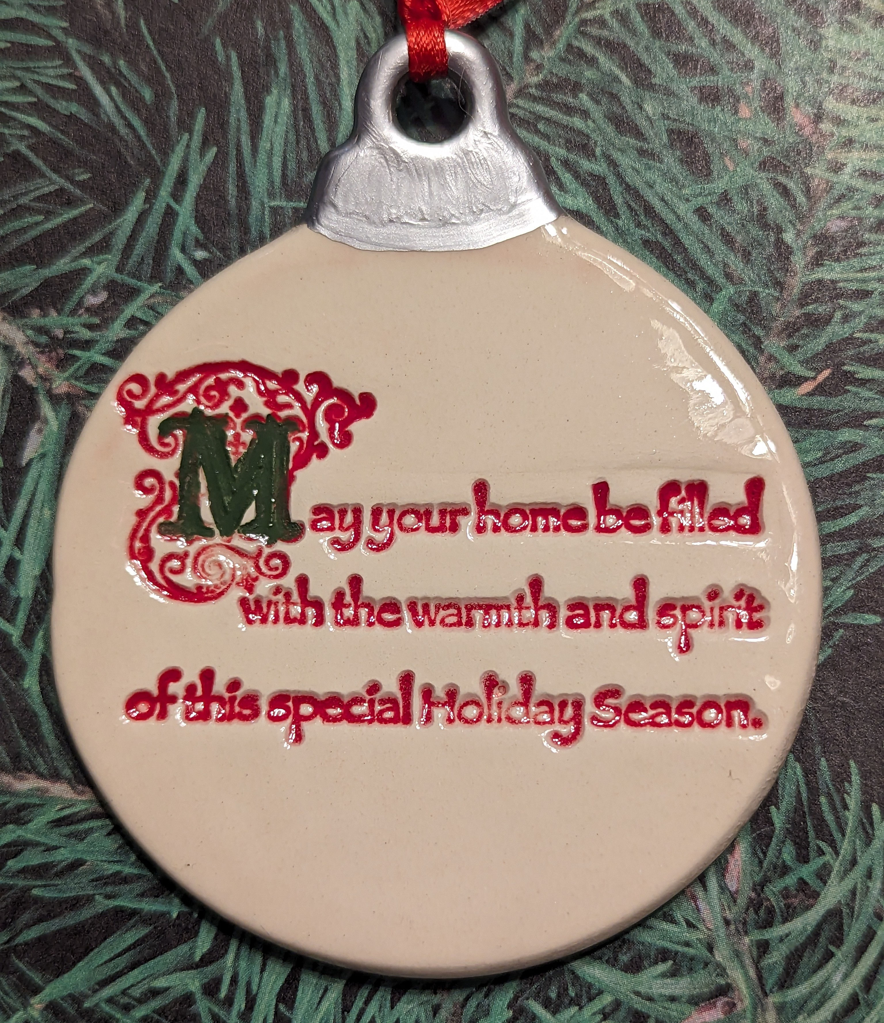 MAY YOUR HOME BE FILLED WITH WARMTH Christmas Ornament - Hand-Painted