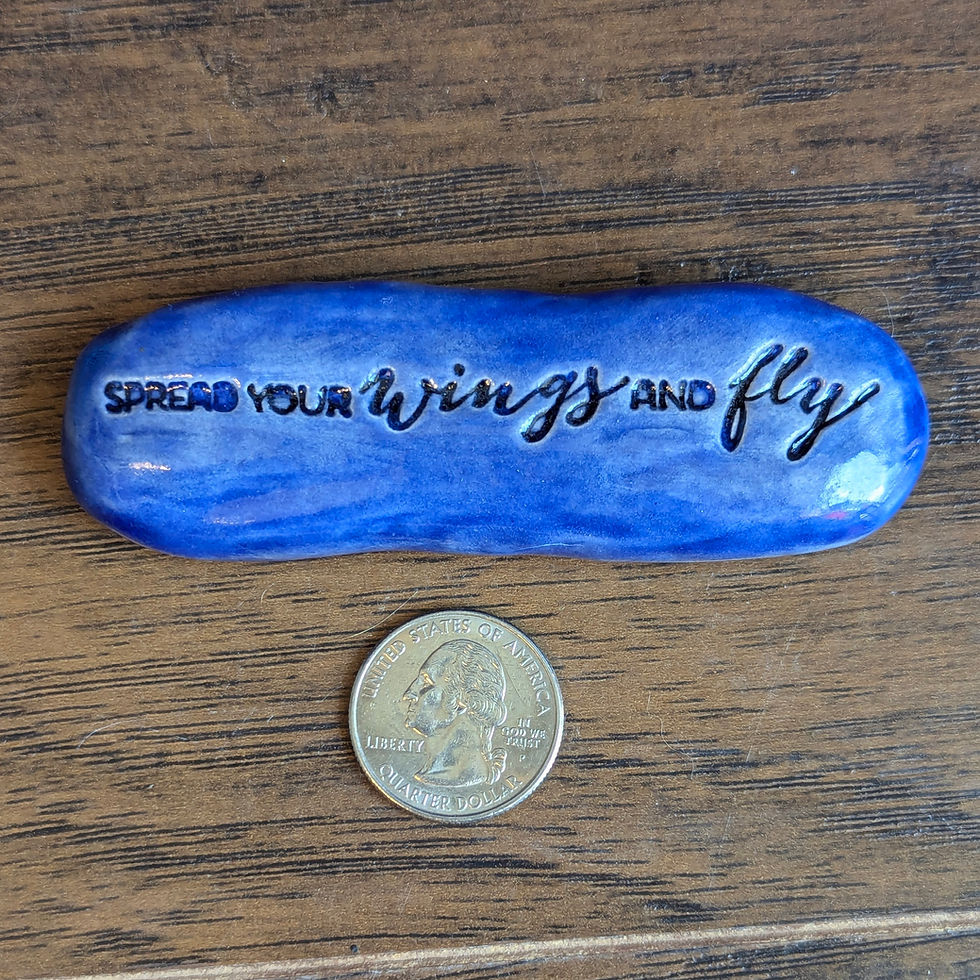 Thumbnail: SPREAD YOUR WINGS AND FLY Pocket Stone - Sapphire Blue