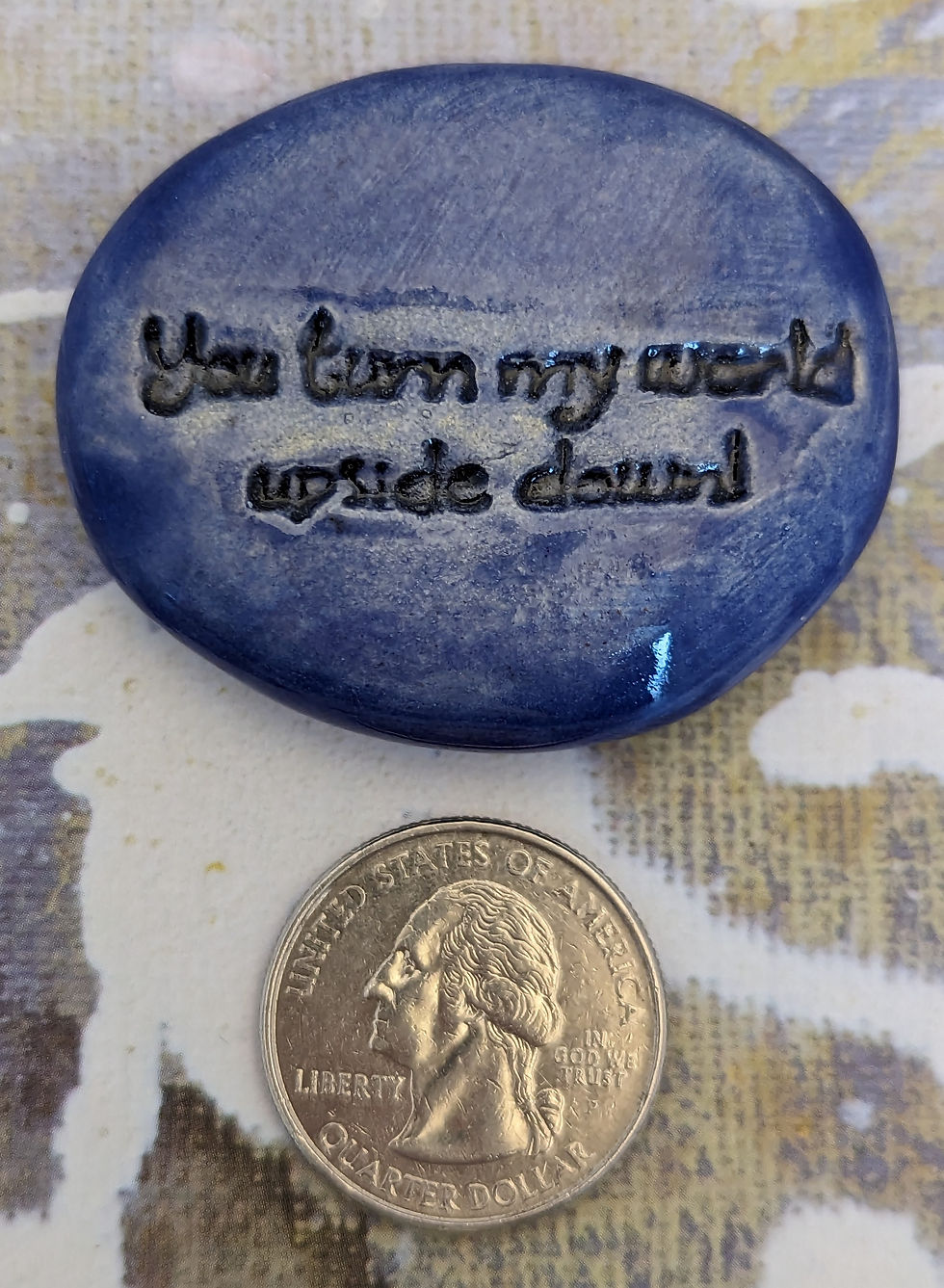 Thumbnail: YOU TURN MY WORLD UPSIDE DOWN! Pocket Stone - Exotic Blue
