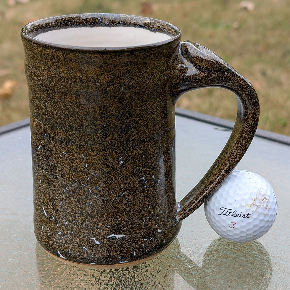Thumbnail: STONEWARE MUG by TC Pottery Studio - Black Gold Tea Dust Art