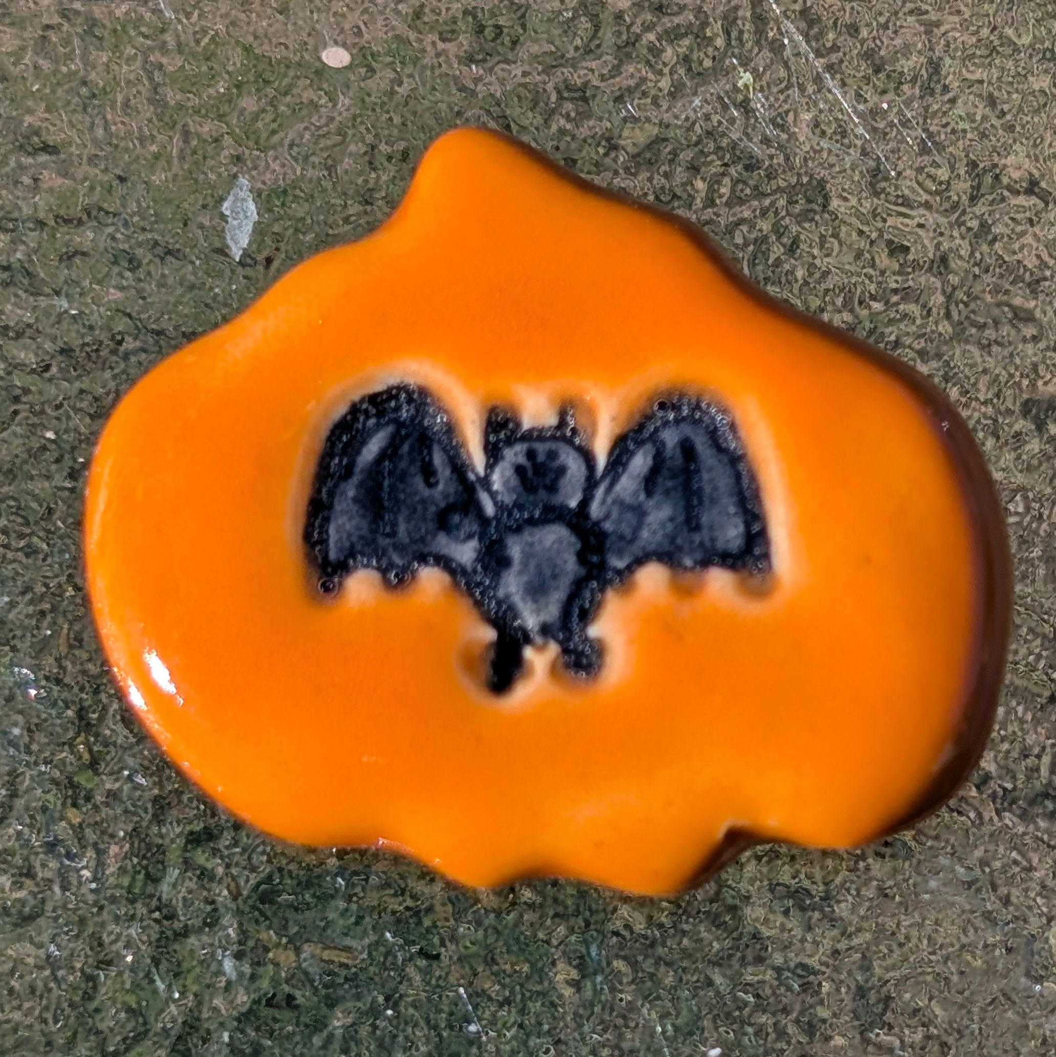 TINY BAT - Pumpkin-shaped Pocket Stone - Pumpkin Orange