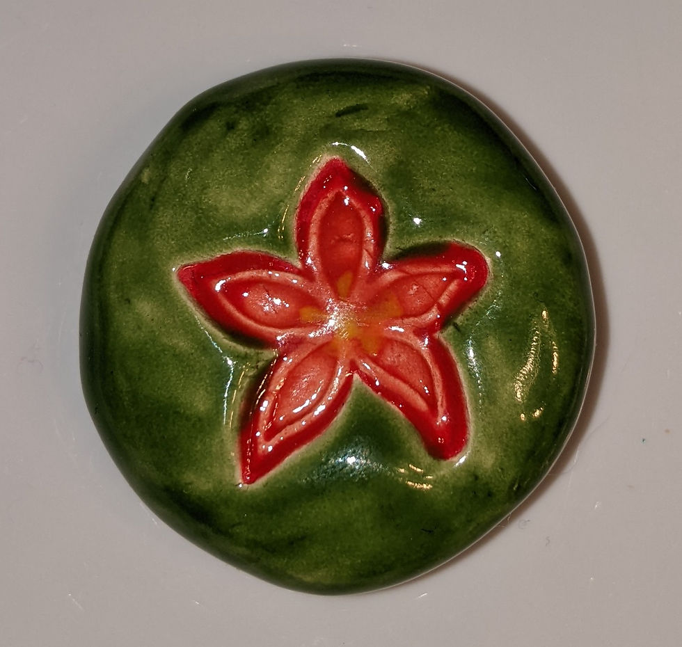 POINSETTIA Pocket Stone - Hand-Painted