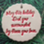 Thumbnail: SURROUNDED by LOVE Christmas Ornament - Red on White