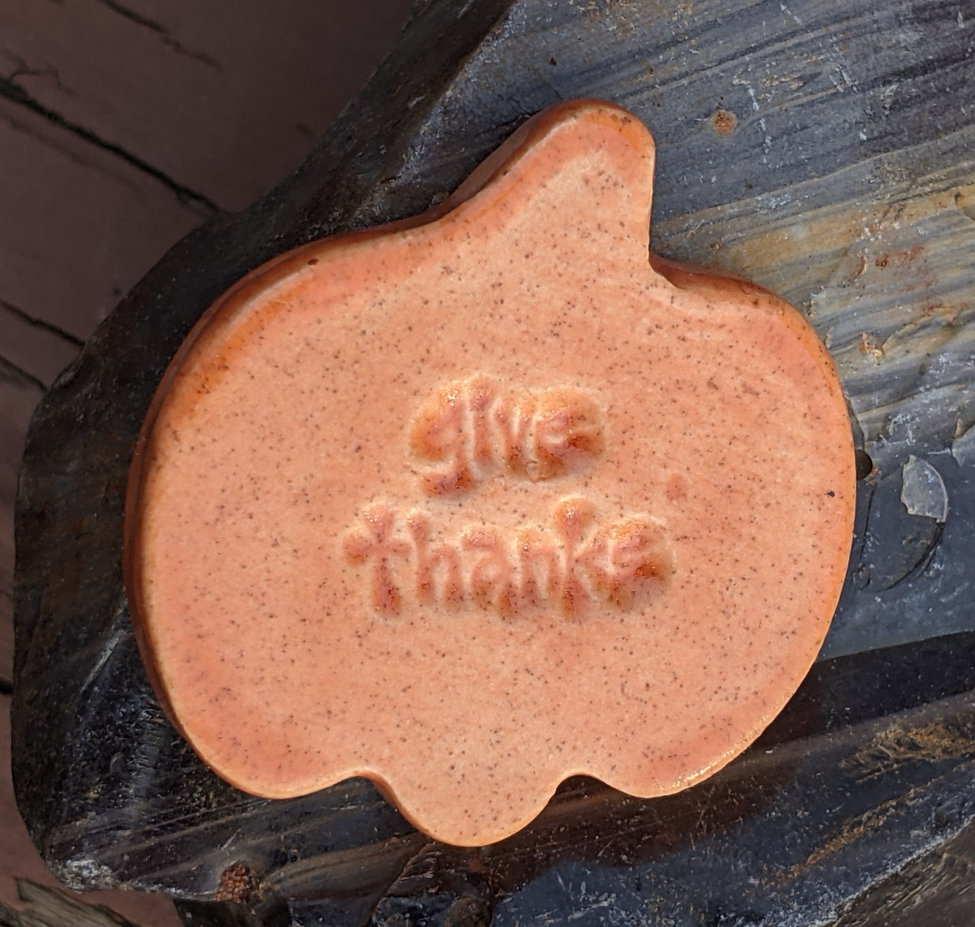 GIVE THANKS - Pumpkin-shaped Pocket Stone - Tuscan Sun