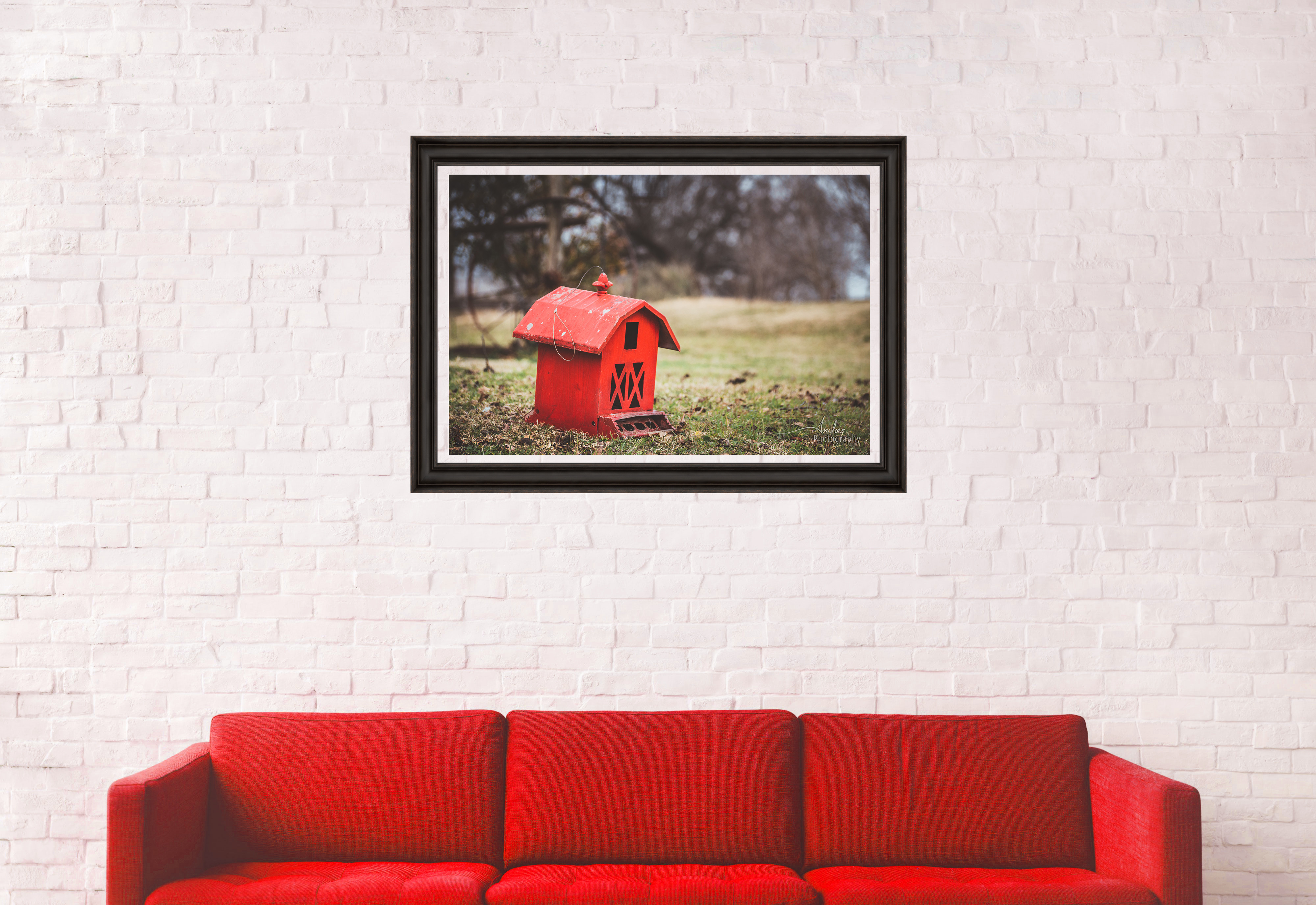 Red Birdhouse - 24"x36"