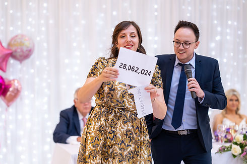 Magician performing at a wedding